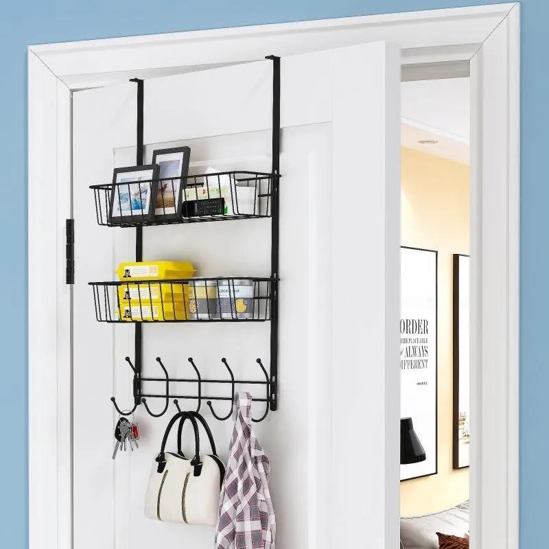 免钉门后挂钩挂衣架静音门后收纳架门背式N置物架卧室卫生间挂架