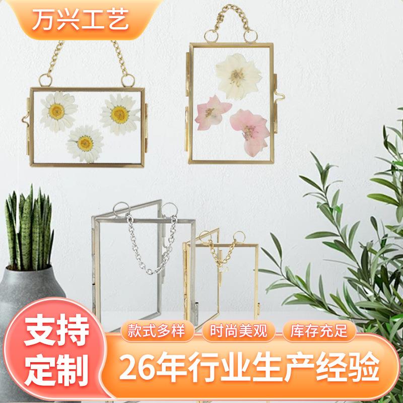 跨境铁艺金属相框金色相夹创意画框欧式画夹挂墙黄铜玻璃相框礼物
