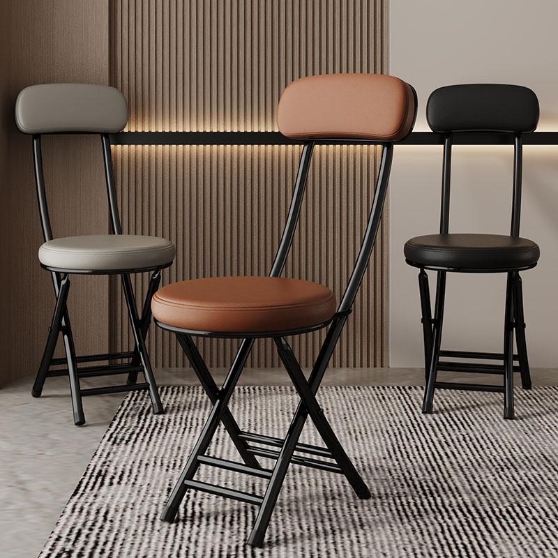 餐椅2025新h款家用餐厅餐桌椅吃饭凳子可叠放圆凳便携软包折叠椅