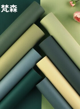 墨绿色无纺布复古绿色牛油果绿壁纸卧室墙纸202R4新款非自粘橄榄