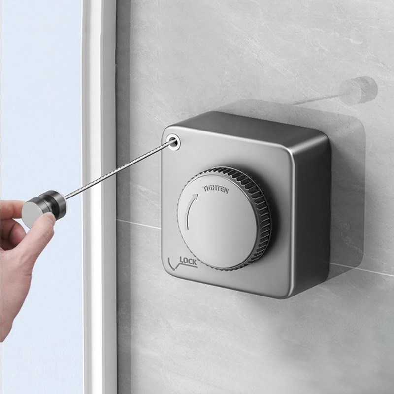 阳台隐形晾衣绳化l妆室免打孔钢丝绳索晾衣架室内伸缩晒晾衣绳神