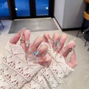 【鲛人泪】原创款请勿盗图 梦幻泪滴马眼钻浅翠蓝鸽子蛋穿戴甲