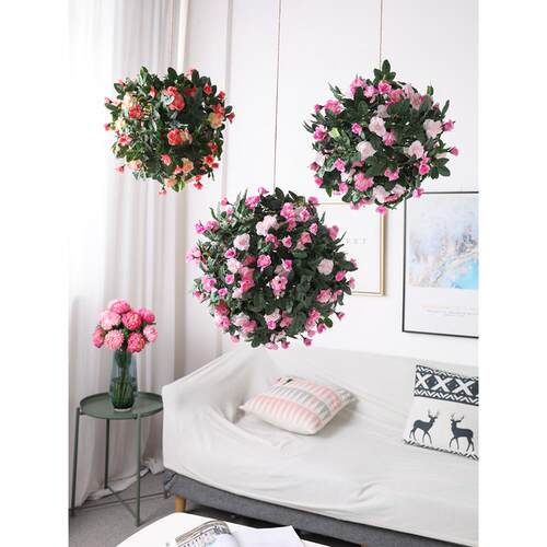 模拟玫瑰花藤挂兰花球绣球假花藤挂篮花阳台客厅吊坠吊顶装饰