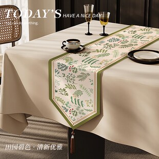 复古轻奢桌旗餐桌中间长条台布茶几电视柜边柜台面装 法式 饰盖布