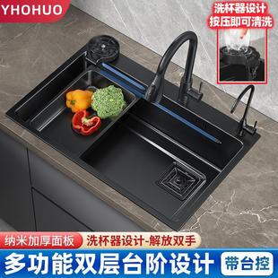 家用纳米洗碗槽单盆台下洗菜盆大单槽 手工厨房304不锈钢水槽日式