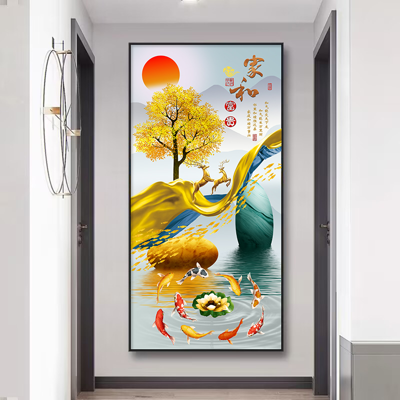 入口入口装饰画无障碍豪华客厅玄宇对门走廊挂画入口墙壁过道高档