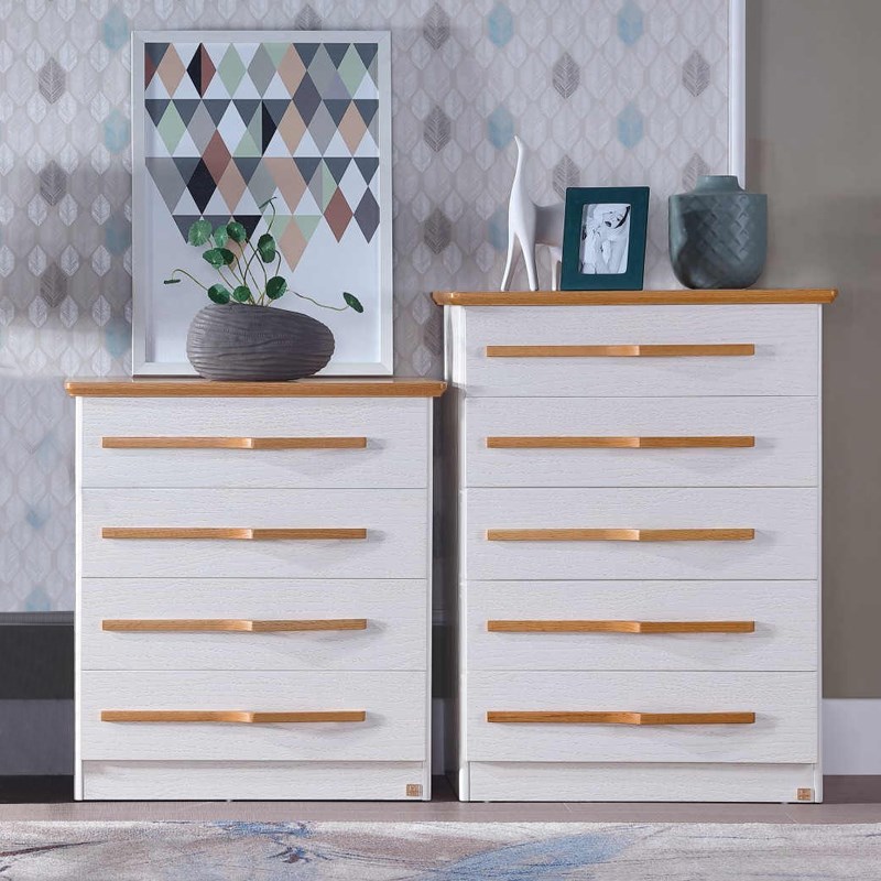 纯实木四五斗柜简约现代储物柜卧室收纳柜白色原木抽屉柜客厅边柜