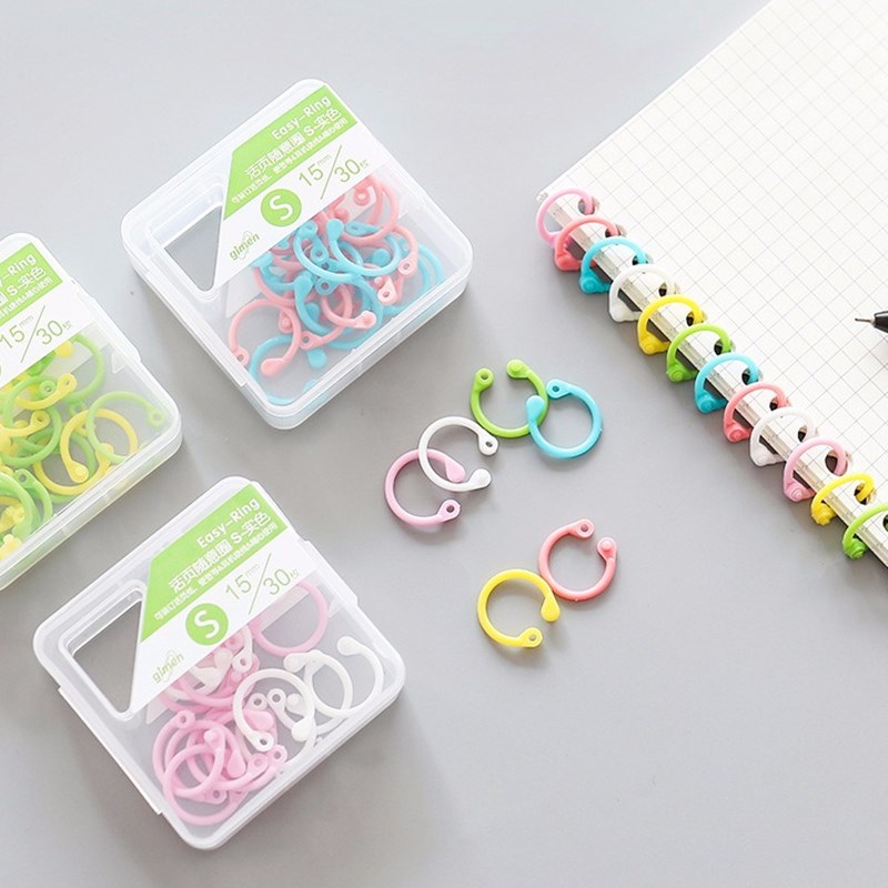 巨门文具活页本环装订圈盒装彩色随意圈活页圈创意开口装订圈塑料