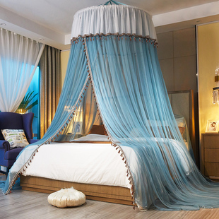 吊顶圆顶公主风欧式 2.0米床1.5m1.8双人吸顶纹账 蚊帐家用免安装