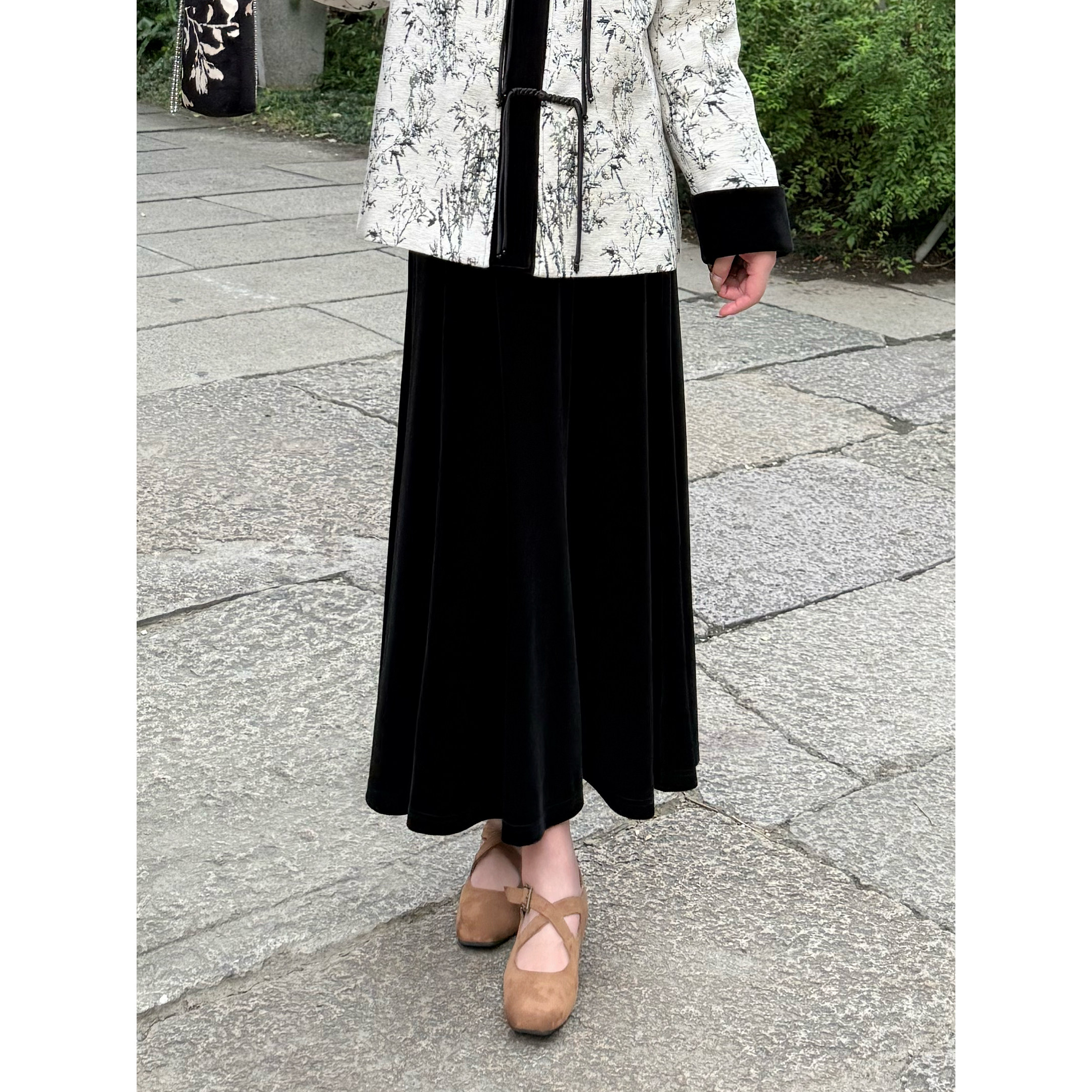 NANJIE/楠姐【温柔夜色】秋冬气质复古丝绒半身裙XNS6645