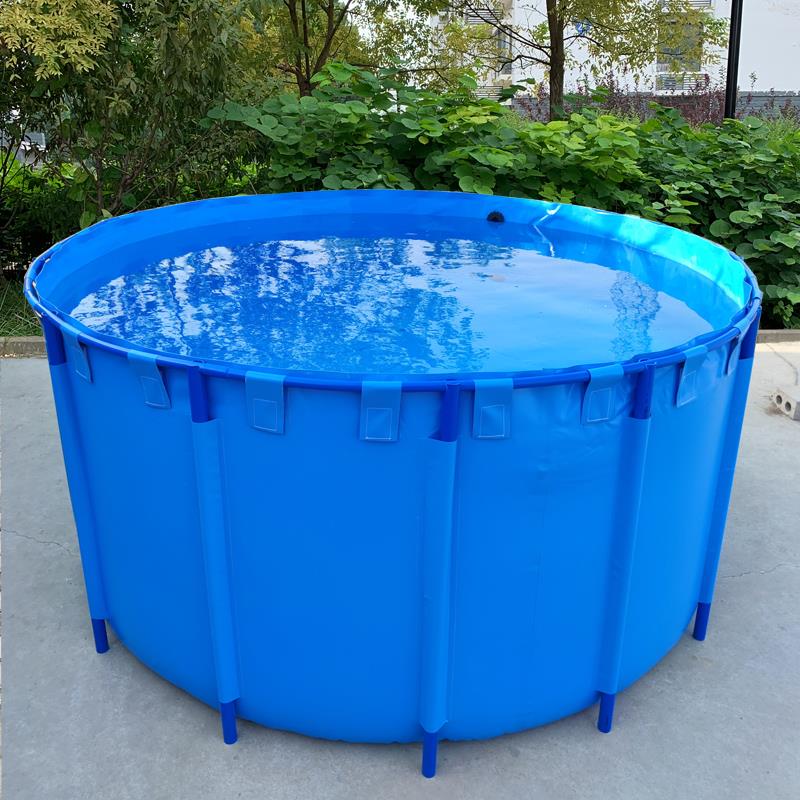 帆布鱼池圆形户外加厚室外庭院刀刮布水池家用折叠简易养殖养鱼箱