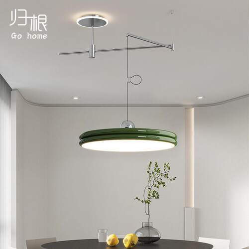 飞碟摇臂餐厅吊灯简约现代法式中古餐桌灯设计师可移动中山灯具