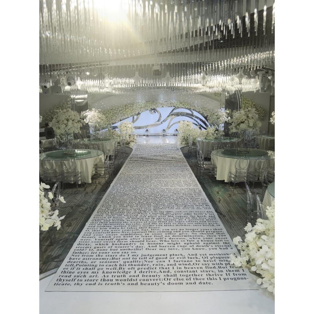 白色印字长毯欧式火烈鸟粉色婚礼地毯西式婚庆结婚装饰地垫氛围毯
