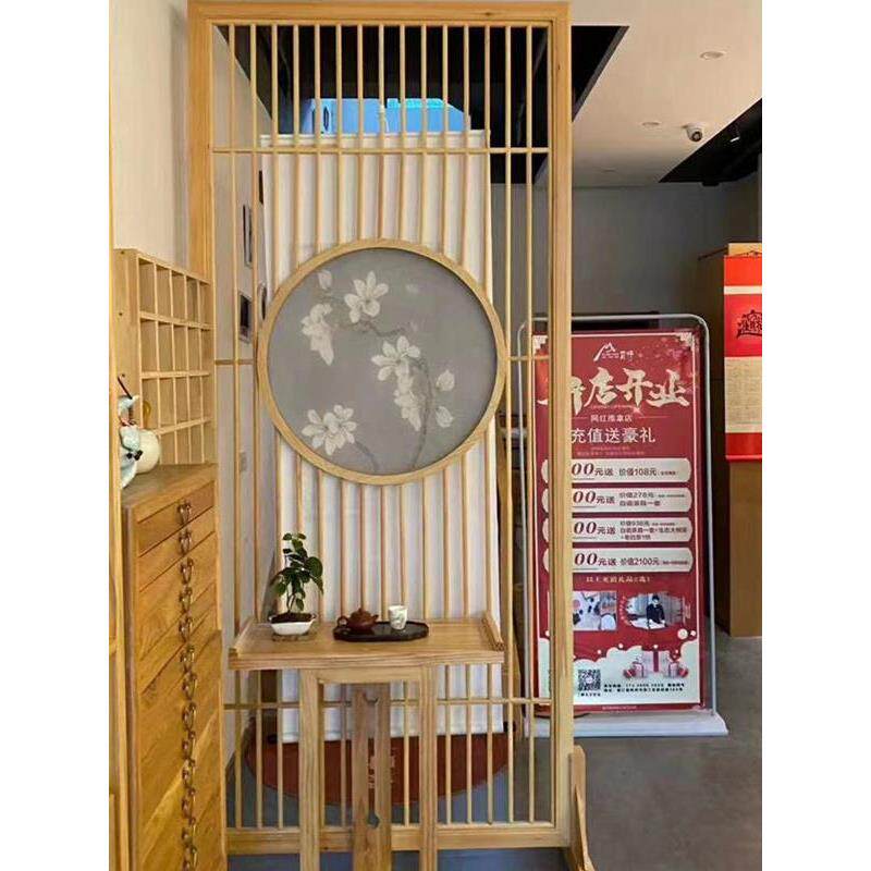 新中式移门彷古门窗实木花格栏杆隔断电视背景墙玄关镂空挂落门楣