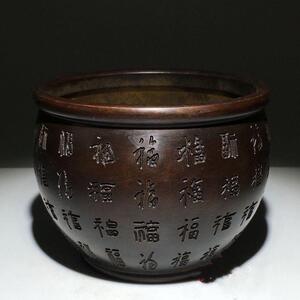 农村收淘老货纯铜铜缸百福缸摆件大清干隆招财老物件紫铜老铜器