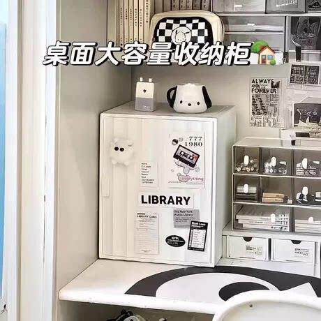 淘到一个书桌小别墅！大容量桌面收纳盒学生宿舍桌上置物架储物柜