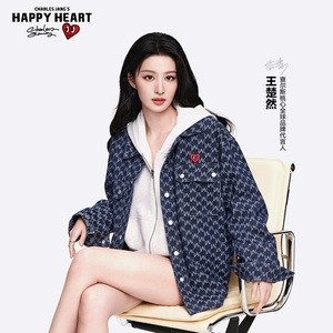 查尔斯桃心【王楚然同款】美式复古牛仔外套男春秋款宽松休闲上衣