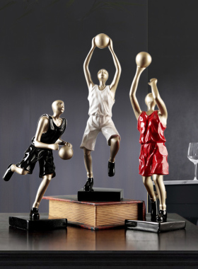 篮球运动摆件创意简约现代人物雕C塑玄关酒架男孩卧室家居装饰品
