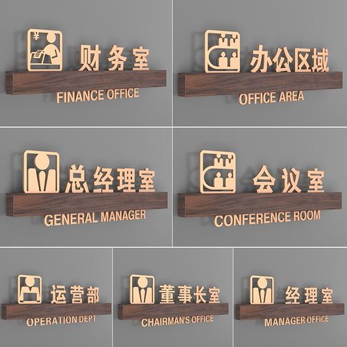 高档金属办公室门牌定制科室牌公司胡桃木总经理标识牌部门标识牌