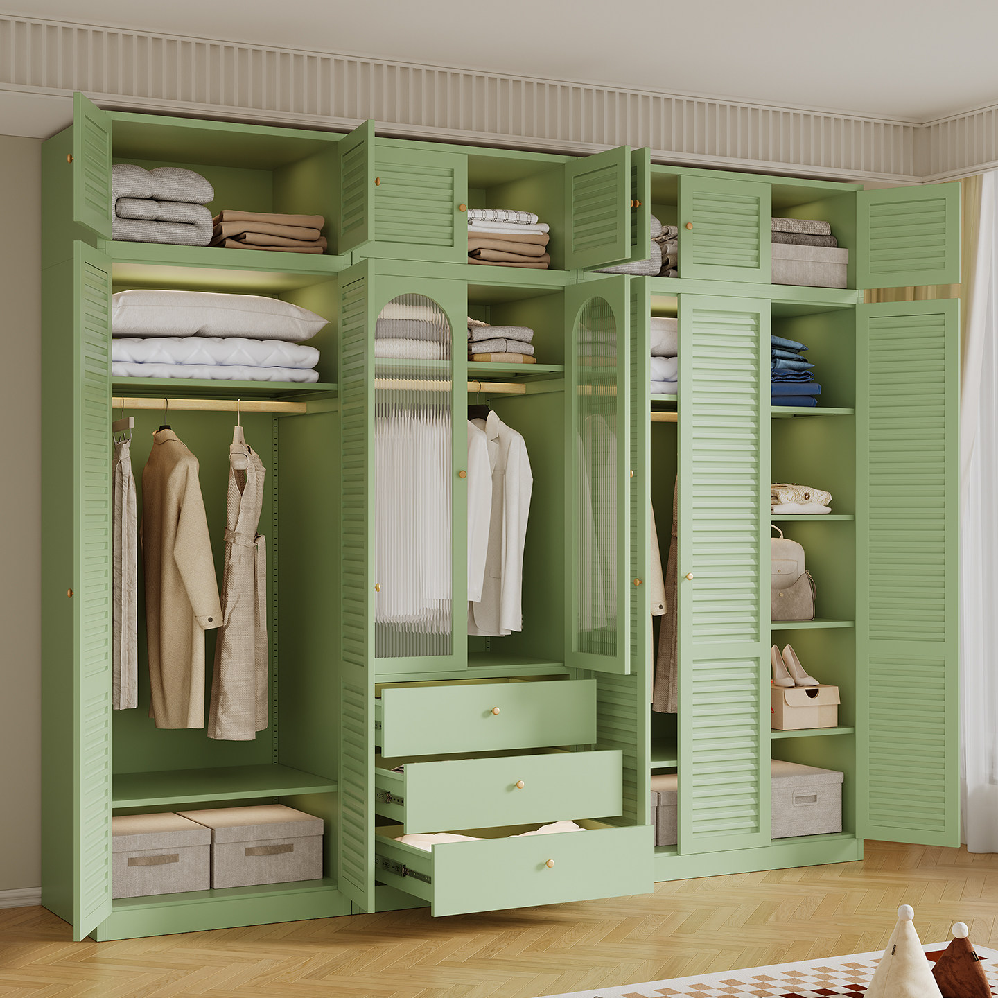 法式复古风衣柜家用卧室对开门无甲醛儿童铁艺衣橱收纳柜铁皮柜子,住宅家具,自由组合衣柜,淘宝优惠券,粉丝福利购,淘宝优惠卷