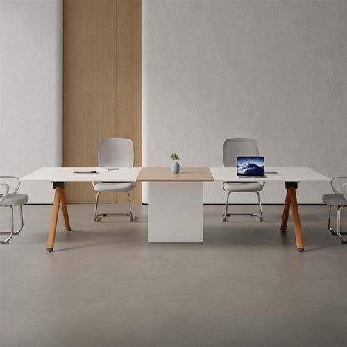 会议桌椅组合简约现代创意接待洽谈小型长方形会议室白色开会桌子