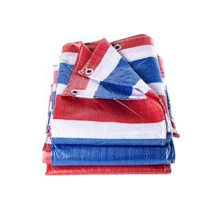 包边打孔彩条布红白蓝三色塑料篷布农用粮食晒布工地材料盖货棚布