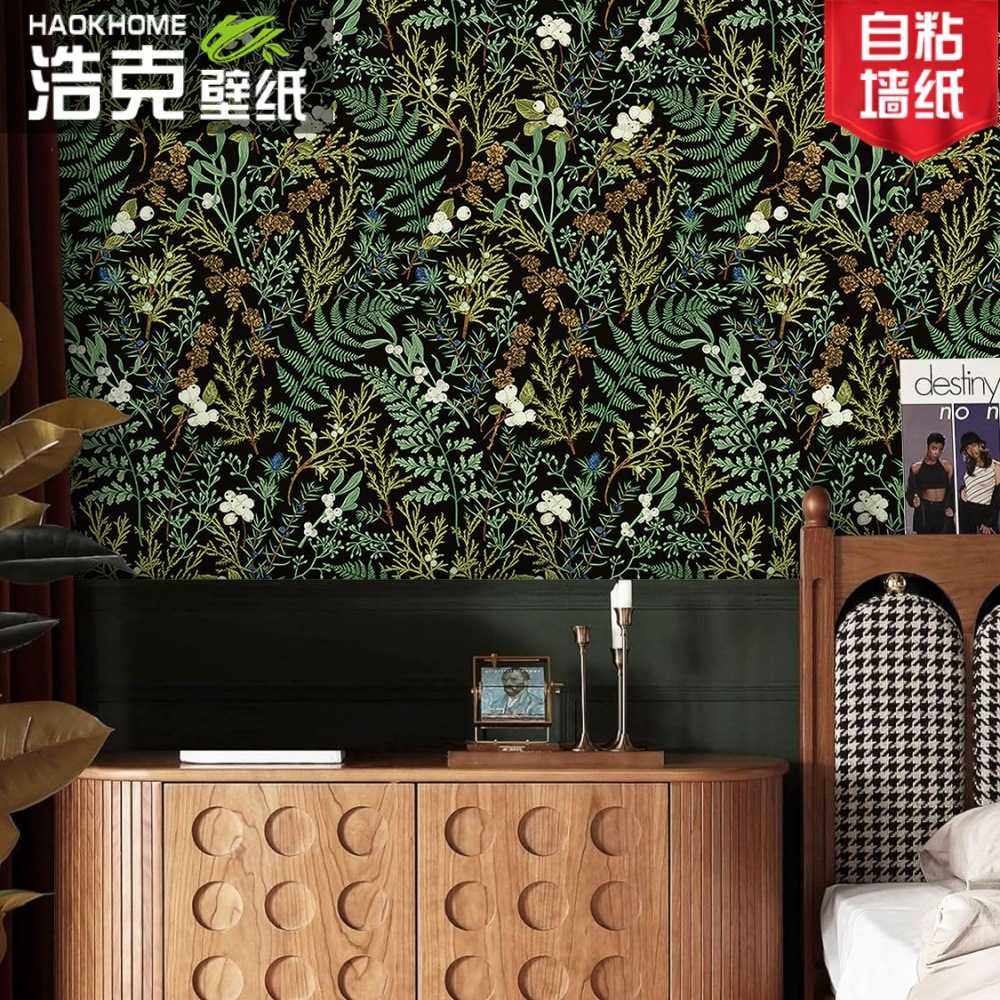 热带雨林自粘墙纸 茂密叶子美式复古客厅卧室背景墙PVC防水装饰贴,家装主材,无纺布墙纸,淘宝优惠券,粉丝福利购,淘宝优惠卷