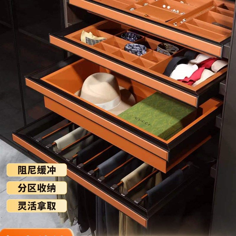 顶固衣柜拉篮抽屉式衣帽间衣橱内伸缩裤架家用柜子推拉收纳储物篮