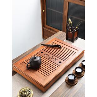 花梨木茶盘家用抽屉式实木茶台大中小号茶托盘排水式茶海功夫茶具