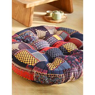 棉麻蒲团美臀垫加厚织物圆形覆古阳台湾窗榻榻米窗台地板冥想