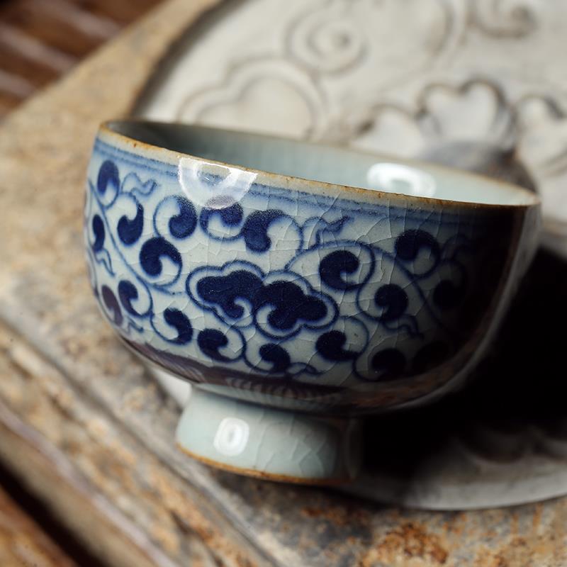 景德镇东云老师手绘青花缠枝如意纹执壶公杯复古口杯陶瓷茶具多款