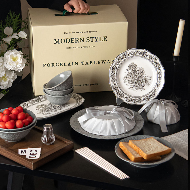 法式巴洛克复古餐具套装礼盒新婚订婚礼物搬家乔迁伴手礼碗盘整套,餐饮具,餐具瓷器套装,淘宝优惠券,粉丝福利购,淘宝优惠卷