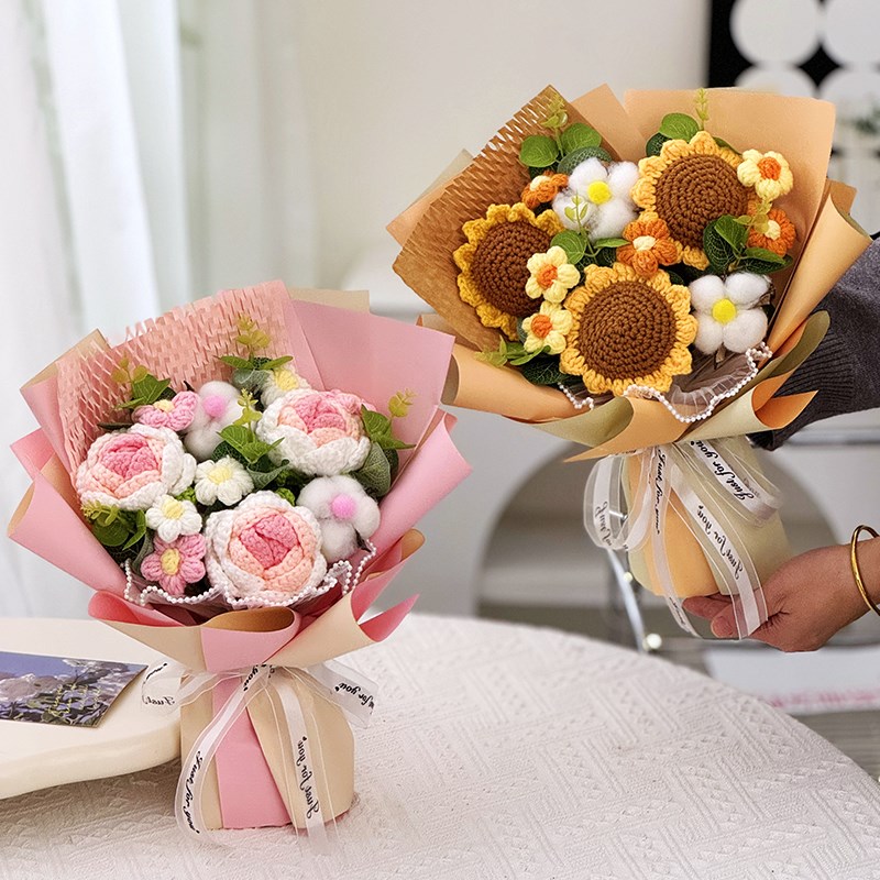 七夕节教师节针织送女友女生玫瑰花束女生生Q日礼物闺蜜送老师