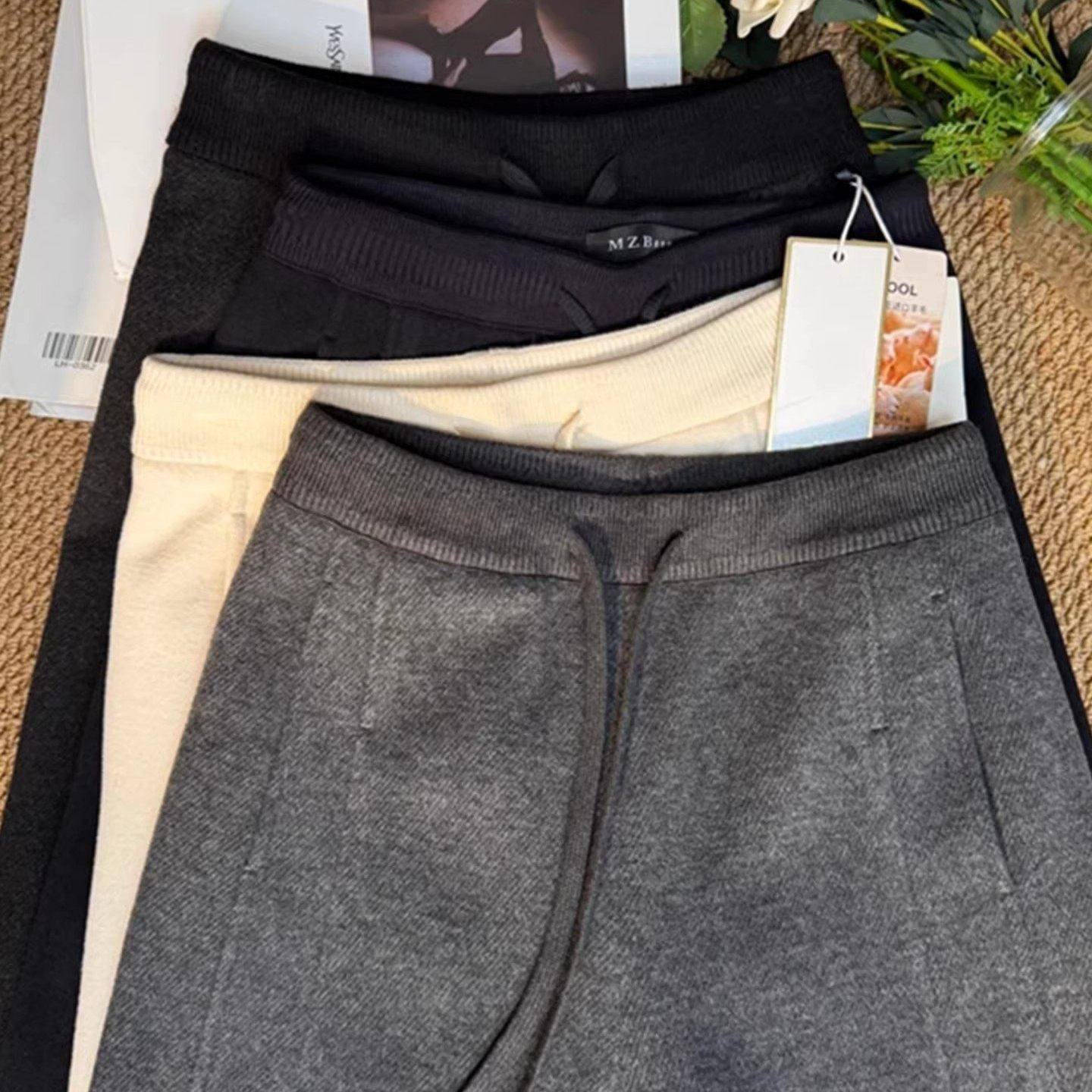 醋酸羊毛裤子加绒直筒裤女冬季2025高腰羊绒休闲裤宽松阔腿裤秋冬,女装/女士精品,休闲裤,淘宝优惠券,粉丝福利购,淘宝优惠卷