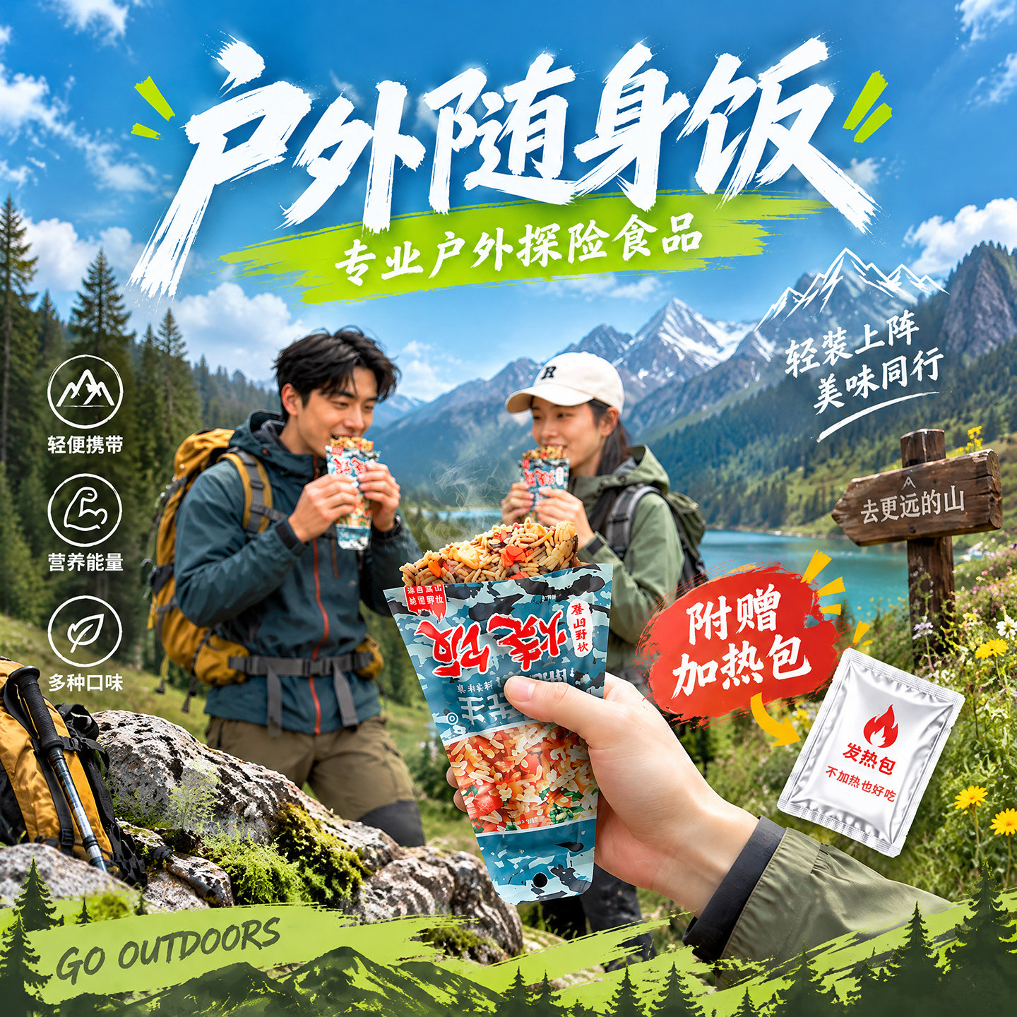 有范先生徒步路餐户外食品烧饭袋装自热米饭加热速食开袋即食免蒸