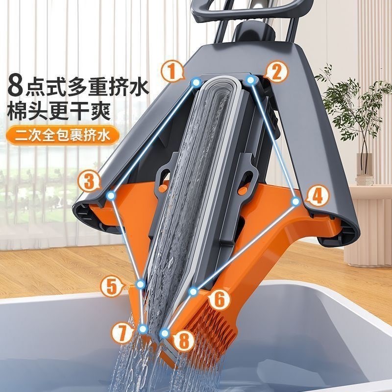 大号海绵拖把头懒人家用一拖净卫生D间免手洗对折式吸水胶棉拖布
