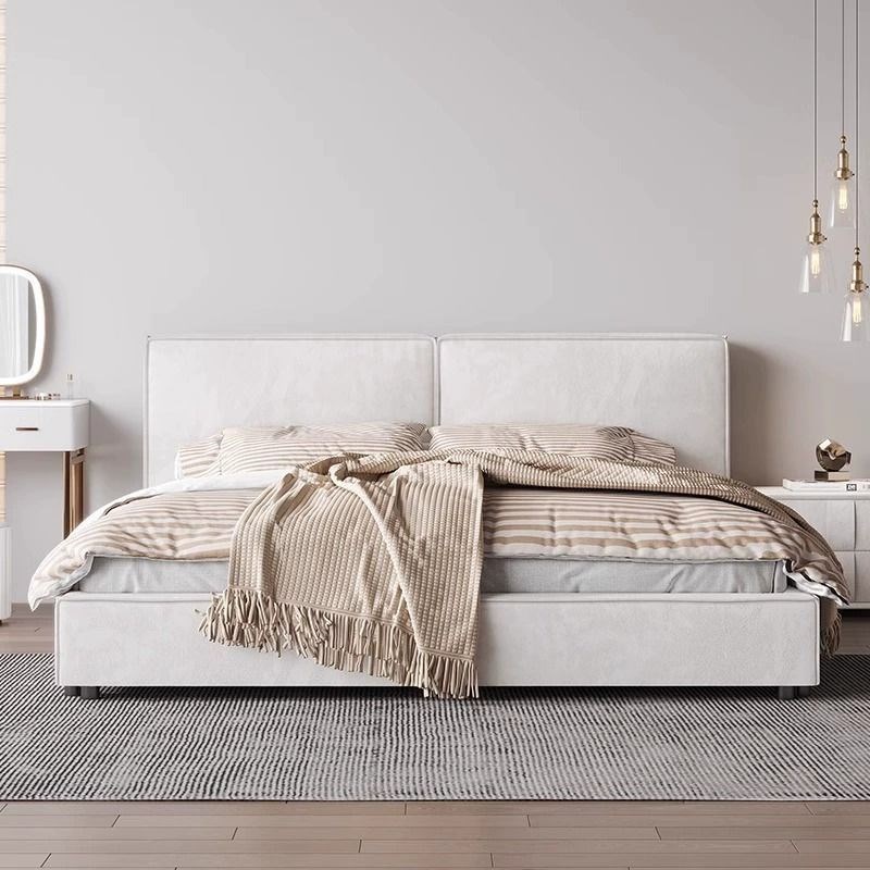 豆腐块baxter真o皮双人科技布大床轻奢主卧现代简约小户型奶油风