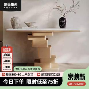 轻奢风天然大理石玄关柜家用客厅现代简约正对门高级不锈钢玄关桌