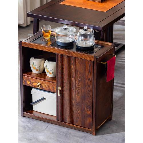 移动茶桌家用小茶台实木茶车烧水壶一体茶水柜茶边几功夫茶具收纳