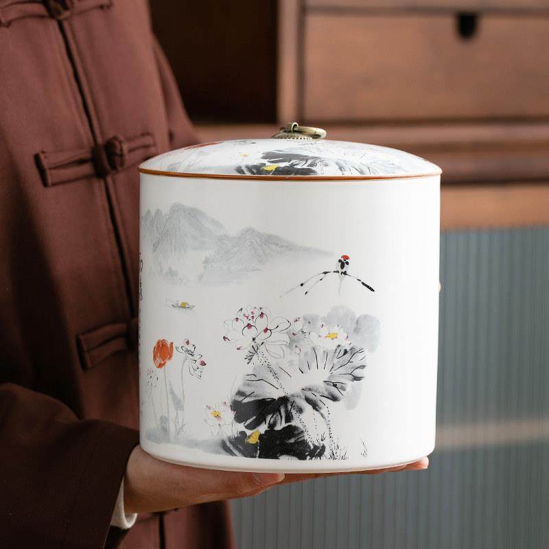 陶瓷茶叶罐子密封罐大号中式家用茶叶盒防潮储存复古醒茶空罐摆件,餐饮具,茶叶罐,淘宝优惠券,粉丝福利购,淘宝优惠卷