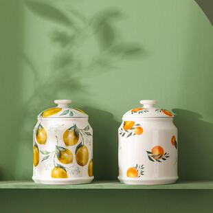 北欧风创意陶瓷密封罐家用杂粮储物罐厨房五谷杂粮蜂蜜酱料罐子