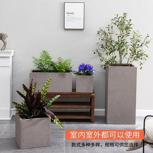 高方形阳台种菜盆水泥花盆镁泥花箱长条马槽家用简约真石漆种植箱