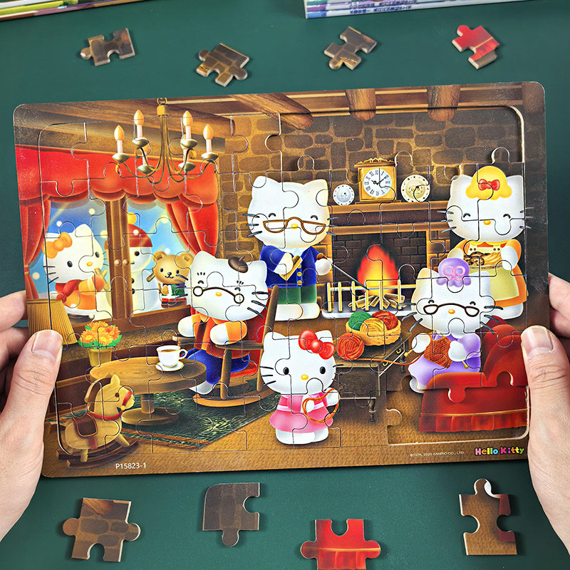hellokitty儿童拼图木质哈喽kt凯蒂猫0到3到6岁宝宝2女孩益智玩具