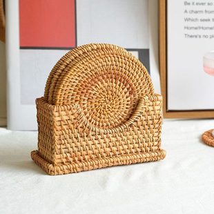 收纳防烫餐桌垫 越南手工藤编织隔热垫家用餐垫盘碗砂锅茶杯垫中式