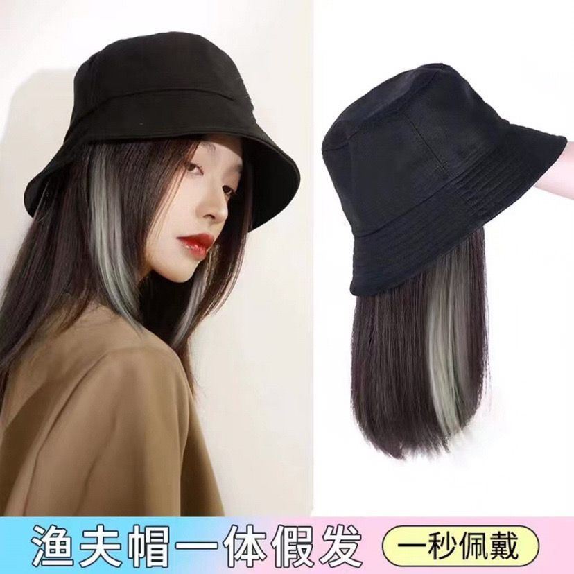 假发帽子女款2025新款韩版潮流夏季新款渔夫帽中长发内扣时尚一体