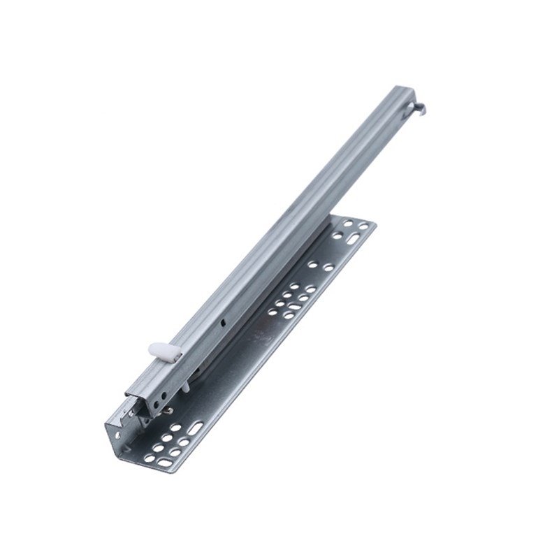 托底轨道三节反弹按压式隐藏抽屉导轨家具橱柜静音加厚款底装滑轨