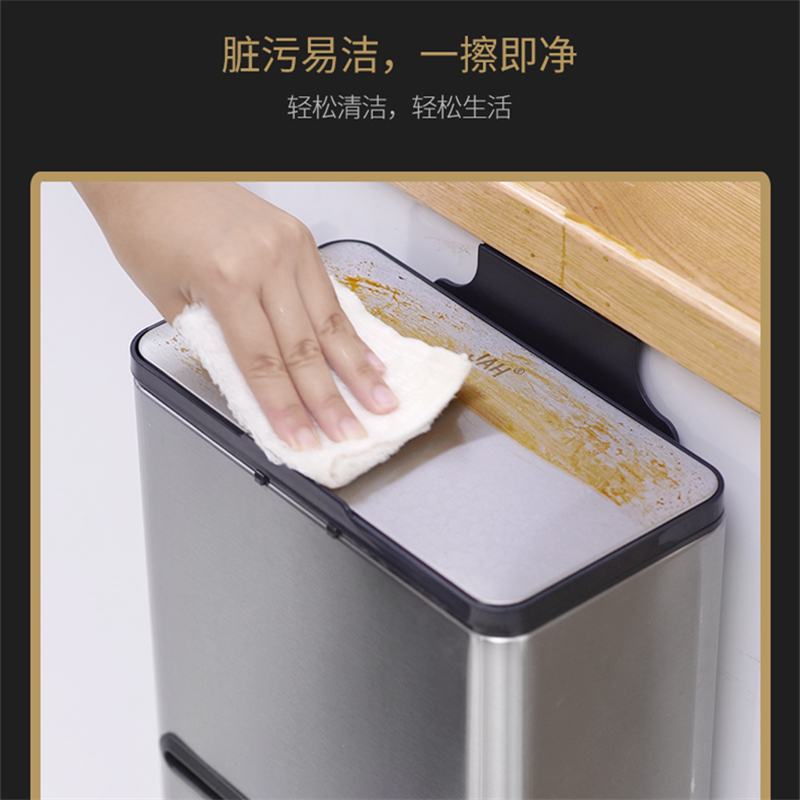 壁挂式垃圾桶厨房卫生间厕所手推式悬挂家用厨余分类不锈钢垃圾架