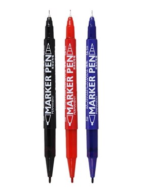 0.5~1mm金万年G-933记号笔小双头勾线笔防水笔不掉色蓝色油性小支