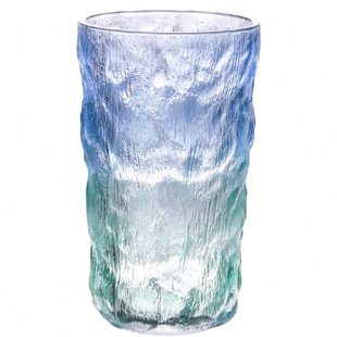 磨砂玻璃家用喝水水杯女玻璃杯子 冰川杯渐变冰川纹玻璃杯蓝色日式