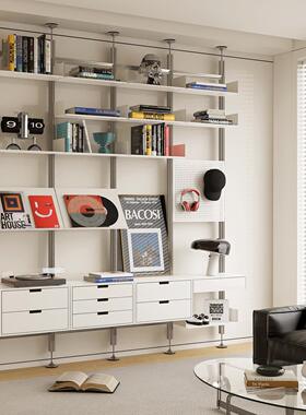 TOYA顶天立地铝挤型材料置物架客厅多功能隔断书架免打孔可调节陈